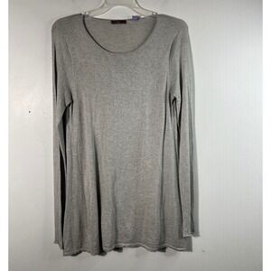 Womens Cullen Silk Cotton Cashmere Tunic Sweater Lightweight Long Sleeve Gray M